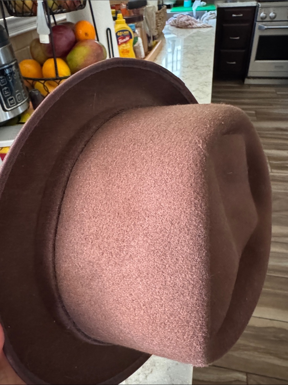 NWT Frye Cappuccino wood Felt Trilby Hat - Picture 6 of 6